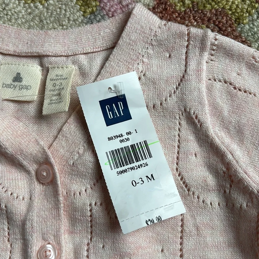 🍦HOST PICK🍦Baby GAP Pointelle Cardigan little cat faces 0-3 months NWT